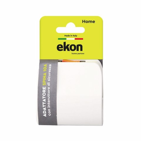 Ekon Adattatore con spina italiana 10A, 2 prese italo-tedesche, interruttore di sovraccarico