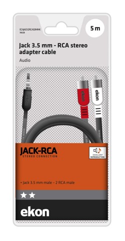 Ekon ECAJACK2RCA50MMK cavo audio 5 m 3.5mm 2 x RCA Nero