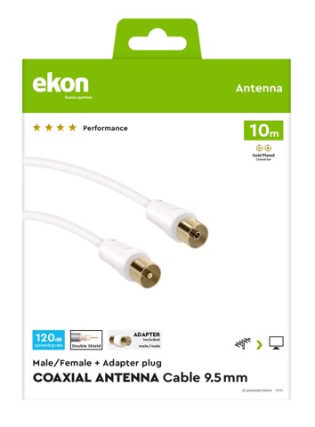 Ekon ECAN100MECOMFW cavo coassiale 10 m Bianco