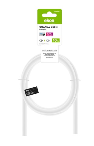 Ekon ECAN100XCUTW cavo coassiale 10 m No Bianco
