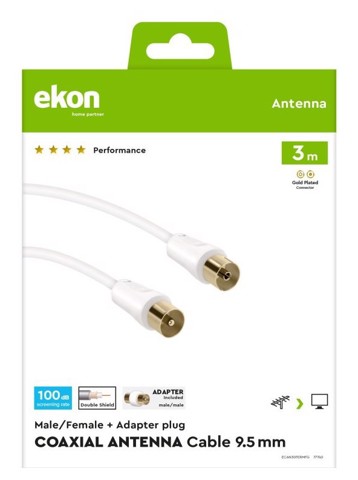 Ekon ECAN30FERMFG cavo coassiale 3 m Bianco