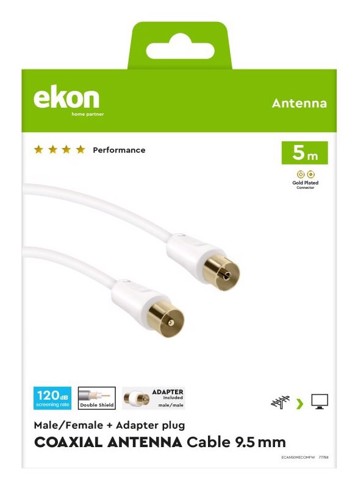 Ekon ECAN50MECOMFW cavo coassiale 5 m Bianco