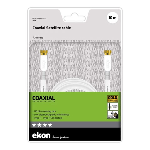 Ekon ECSAT100METFFG cavo coassiale 10 m Tipo F Bianco
