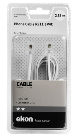 Ekon ECTEFIXCABL6P4C cavo telefonico 2,15 m Bianco