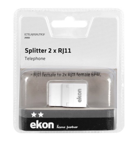 Ekon ECTELRJ11SPLIT1F2F cavo splitter o combinatori Splitter per cavo Bianco