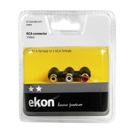 Ekon ECVAD3RCAFF cable gender changer 3 x RCA Nero