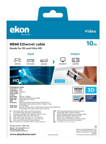 Ekon ECVHDMI100MMK cavo HDMI 10 m HDMI tipo A (Standard) Nero