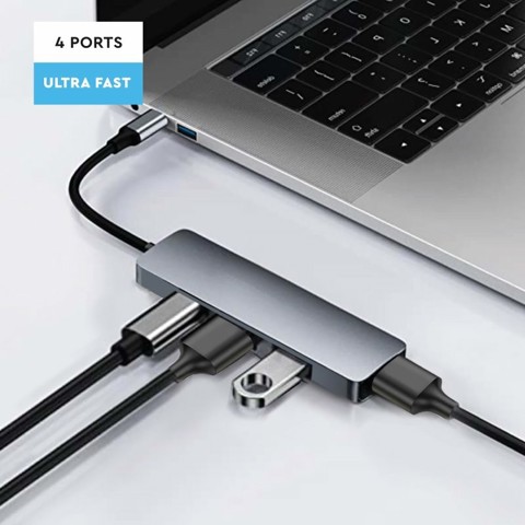 Ekon HUB con 4 porte USB-A e cavo di alimentazione USB-A
