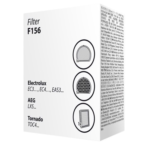 Electrolux ACCESSORI ASPIRAPOLVERE F156 KIT FILTRI F156 N.1 filtro scarico, N.1 filtro in schiuma e N.1 filtro motore per garantire le migliori condizioni al prodotto e risultati di pulizia ottimali