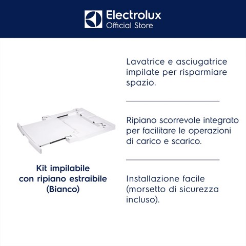 Electrolux Accessori Lavatrice E Asciugatrice Classe Stacking Kit Con Piano Estraibile Da Posizionare Tra Lavatrice E Asciugatrice In Colonna, Compatibile Con Tutti I Modelli (Comment: Branded Pnc But Having Multibrand Paper Material) E1WYHSK2