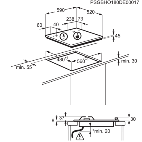 Electrolux EGS6434X piano cottura Acciaio inossidabile Da incasso Gas 4 Fornello(i)