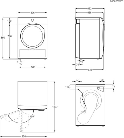 Electrolux EW6H1ZBG8C asciugatrice Libera installazione Caricamento frontale 8 kg Bianco, Nero