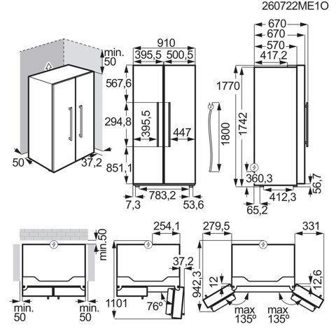 Electrolux Frigorifero Side By Side Multiflow Classe E EAT6ME53K0