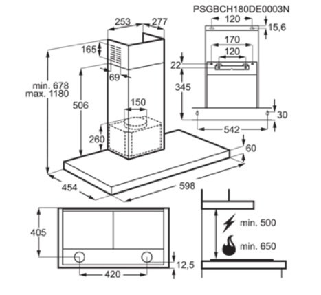 Electrolux LFT766X Cappa aspirante a parete Acciaio inossidabile 720 m³/h A