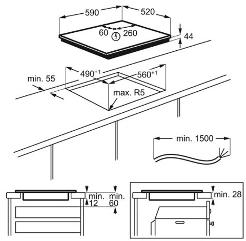 Electrolux LIL61443C Nero Da incasso 59 cm Piano cottura a induzione 4 Fornello(i)