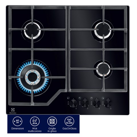 Electrolux Piano Gas Comandi Frontali 60 Cm EGM6343YAK