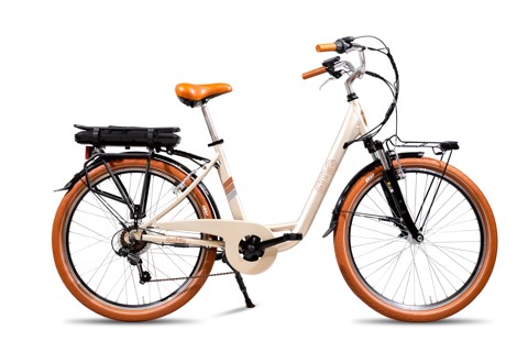 EMG  Bici Elettrica City-bike vintage Audrey con ruota da 26", freni V-brake, motore 250W batteria ultra slim 13Ah, cambio Shimano