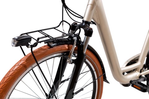 EMG  Bici Elettrica City-bike vintage Audrey con ruota da 26", freni V-brake, motore 250W batteria ultra slim 13Ah, cambio Shimano