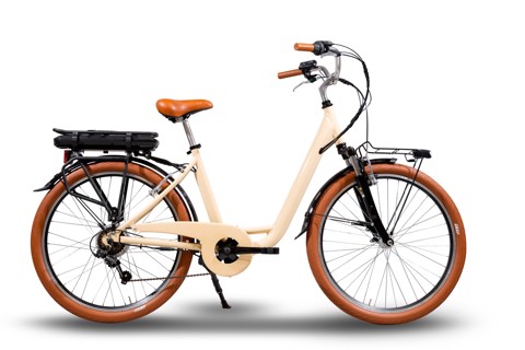 EMG  Bici Elettrica City bike vintage Shirley 250W, ruota da 26", freni V-brake a/p, cambio Shimano RS-36, batteria ultra slim 10Ah