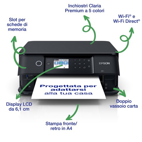Epson Expression Premium XP-6100 stampante multifunzionale Wireless, Stampa, Scansiona, Copia, Stampa fotografie, Fronte/Retro, Display LCD da 6,1 cm, Stampa fino a 32 pag/min EX DEMO - Prodotto nuovo imballo aperto
