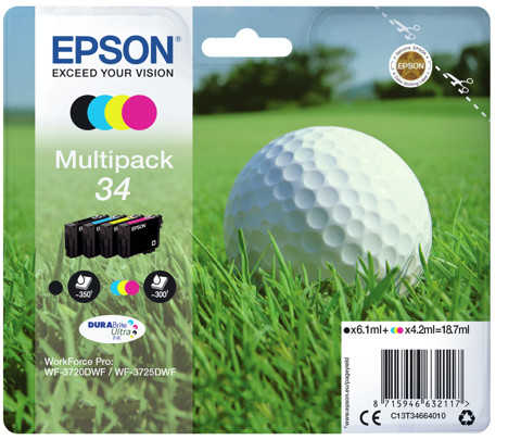 Epson 34 pallina golf Multipack cartuccia d'inchiostro 4 colori (BK/C/M/Y)