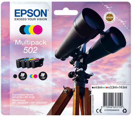 Epson 502 Binocolo Multipack cartuccia d'inchiostro 4 colori (BK/C/M/Y)