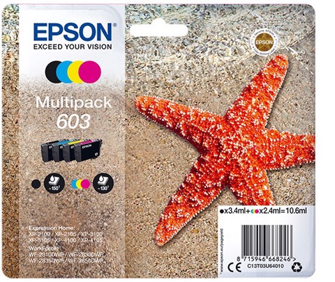 Epson 603 stella marina Multipack cartuccia d'inchiostro 4 colori (BK/C/M/Y)