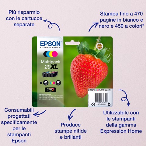 Epson Strawberry Singlepack Black 29XL Claria Home Ink