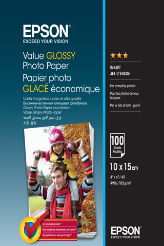 Epson Value Glossy Photo Paper - 10x15cm - 100 Fogli