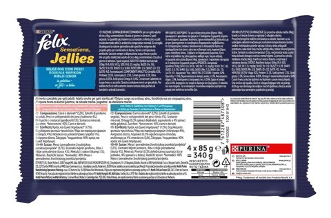 Felix 12480170 Sensations Jellies per gatto Adulto con Salmone e Trota 4x85 g