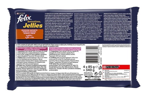 Felix 12480181 Sensations Jellies per gatto Adulto con Anatra e Agnello 4x85 g