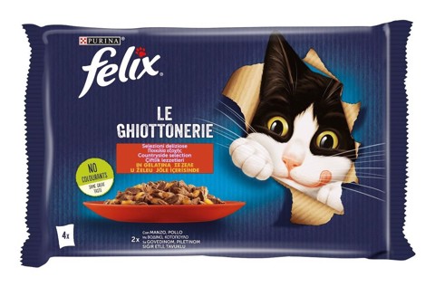 Felix 12480326 Le GHIOTTONERIE per gatto Adulto con Manzo e Pollo 4x85 g