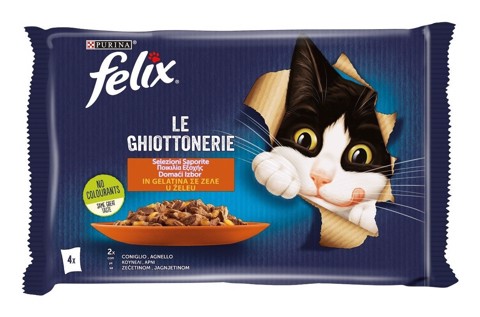 Felix Le GHIOTTONERIE Gatto con Coniglio e con Agnello, 4x85 g