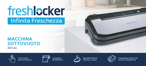 Freshlocker XDFL180 macchina per sottovuoto 800 mbar Nero, Acciaio inossidabile