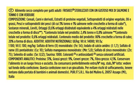 Friskies 12497324 Crocchette per gatto Adulto con un gustoso mix di Salmone, Tonno e Verdure 375 g