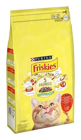 Friskies PURINA Adult con un gustoso mix di Manzo e Pollo e con Verdure in confezione da 2kg