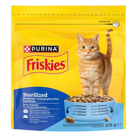 Friskies cibo secco per gatti sterilizzati 375 g Salmone, Verdure