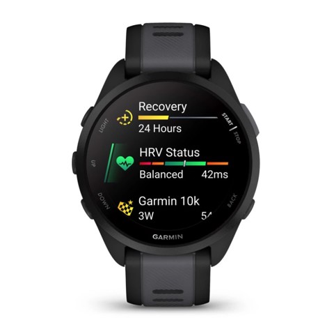 Garmin Forerunner 165 3,05 cm (1.2") AMOLED Digitale 390 x 390 Pixel Touch screen Nero GPS (satellitare)