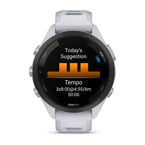 Garmin Forerunner 265S 2,79 cm (1.1") AMOLED 42 mm Digitale 360 x 360 Pixel Touch screen Nero, Bianco Wi-Fi GPS (satellitare)