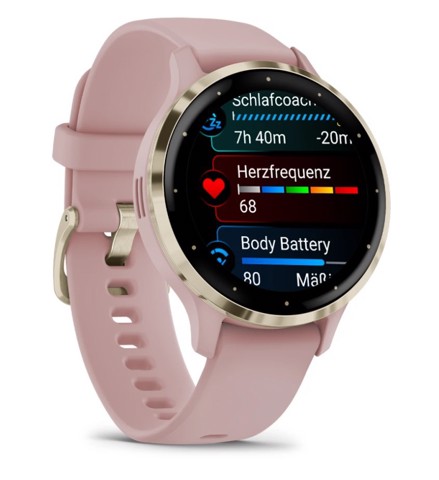 Garmin Venu 3S 3,05 cm (1.2") AMOLED 41 mm Digitale 390 x 390 Pixel Touch screen Oro, Rosa Wi-Fi GPS (satellitare)