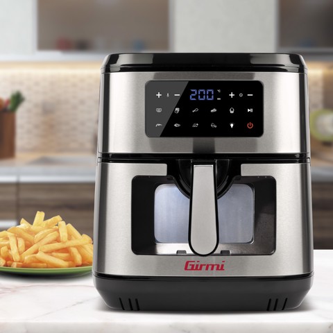 Girmi FG89 friggitrice Singolo 9,2 L 2100 W Friggitrice ad aria calda Nero, Acciaio