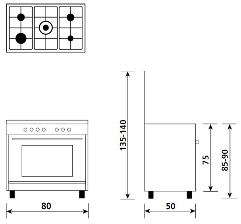 Glem Gas A855GX cucina Bianco