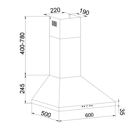 Glem Gas GHP664IX cappa aspirante Cappa aspirante a parete Acciaio inossidabile 729 m³/h A