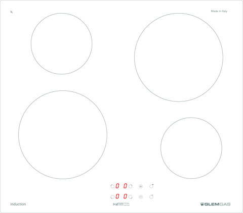 Glem Gas GTI640LWH piano cottura Bianco Da incasso 60 cm A induzione 4 Fornello(i)