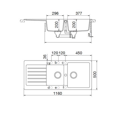 Glem Gas LS2G16A lavello Lavello ad incasso Rettangolare Unigranit Plus