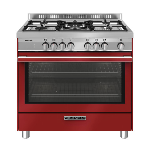 Glem Gas ST965MRS cucina Piano cottura Rosso, Acciaio inossidabile A+