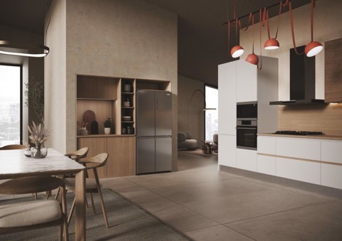 Haier Cube 83 Serie 3 Multidoor HCR3818ENMM ClasseE 467lt-Platino, Stainless steel