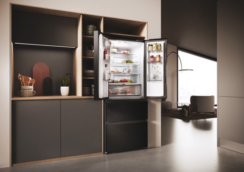 Haier FD 70 Series 3 HFR3718ENGB frigorifero side-by-side Libera installazione 402 L Nero