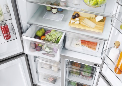 Haier HCR5919ENMP Libera installazione 528 L Platino, Acciaio inox
