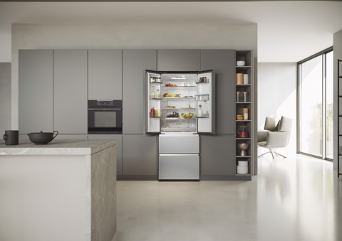 Haier HFR5719EWMG Libera installazione 444 L Argento